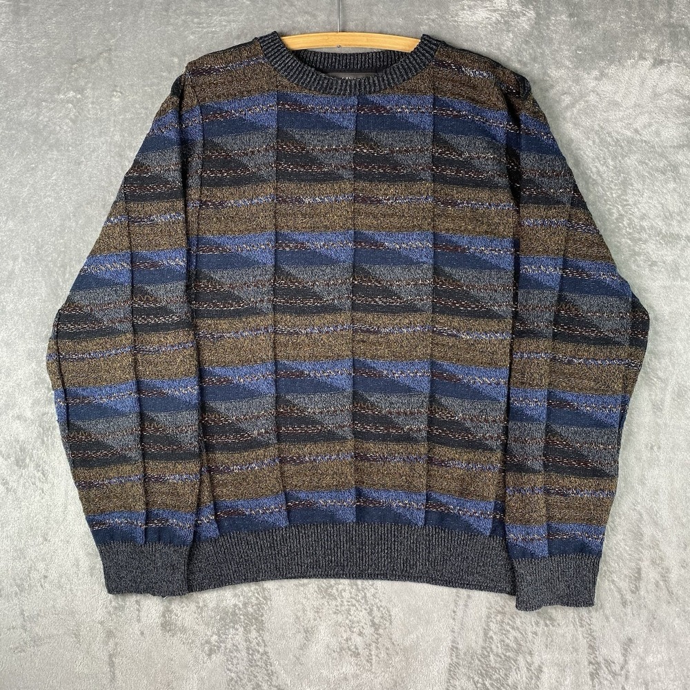 Vintage Croft & Barrow Sweater Mens XL Multicolor Geometric Textured Knit 90s